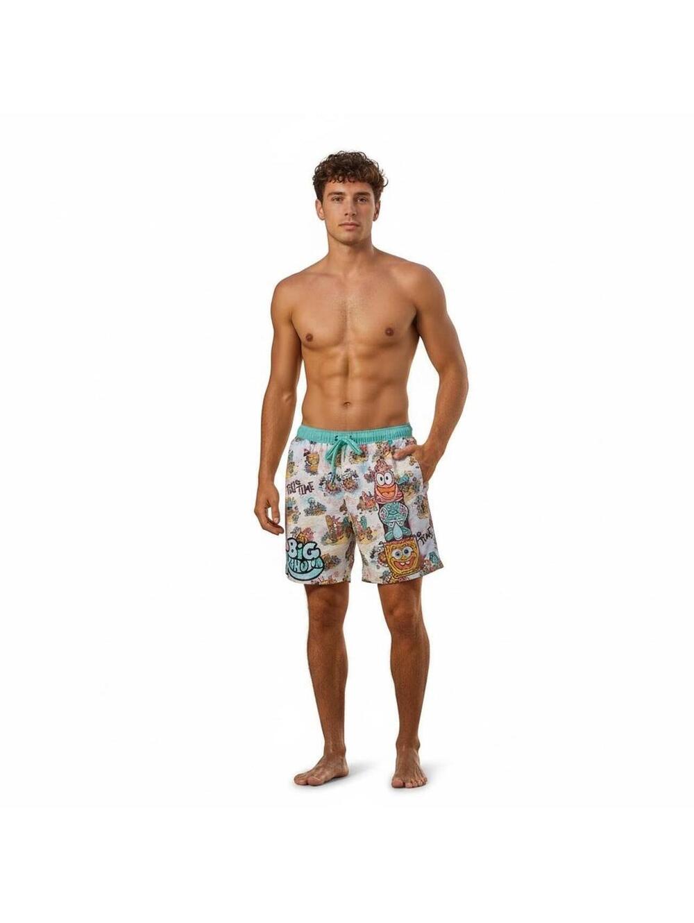 Nickelodeon Men's Multi and White Swim-briefs-short